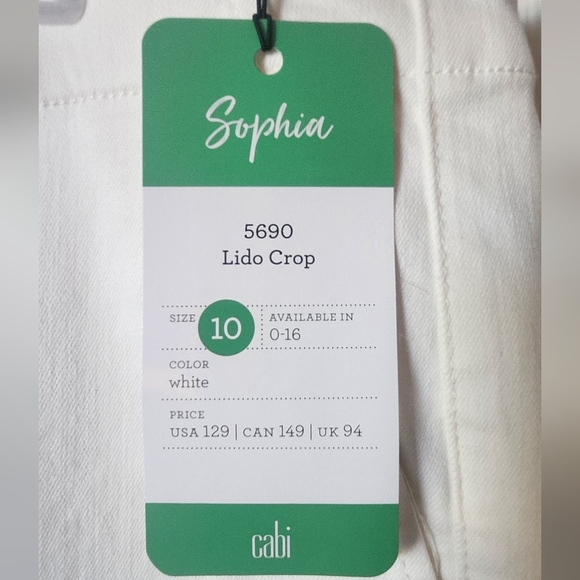 Cabi crop pants, white, size 10 - Picture 3 of 3